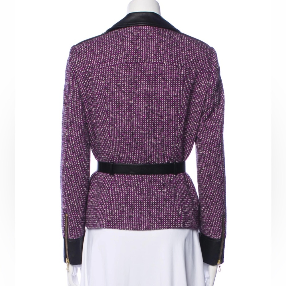 Escada wool and leather purple jacket - Picture 2 of 7